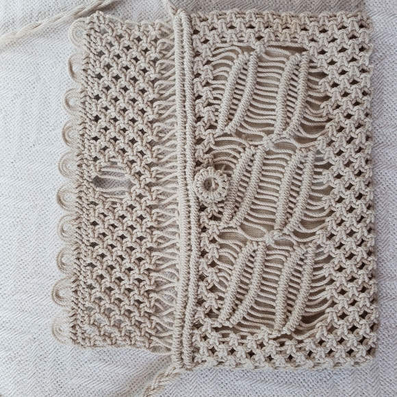 Macramé Shoulder Clutch Purse 9"x5.5" - Picture 10 of 11